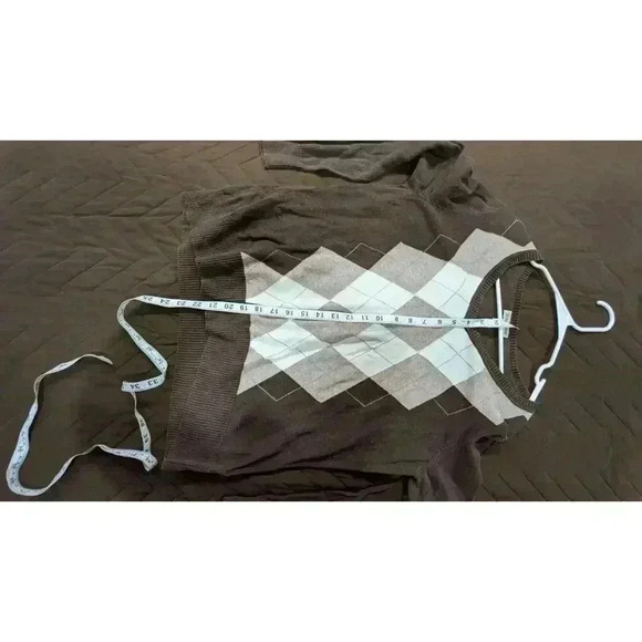 Women's St Johns Bay brown and cream argyle sweater size XL - Picture 6 of 6